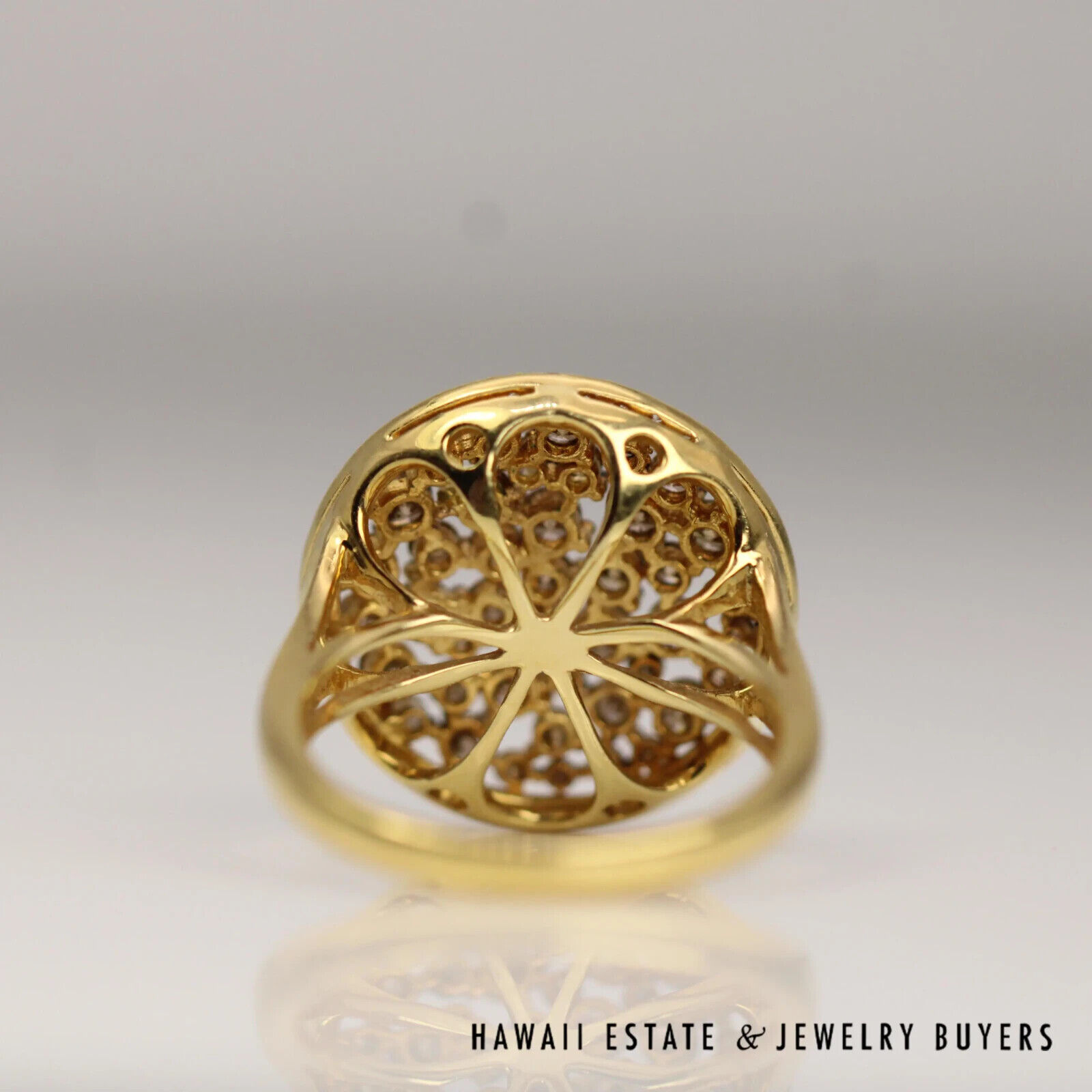 Chocolate & White Diamond Cluster Ring 1.50 Carats in 18K Yellow Gold Size 6.5 - Image 5