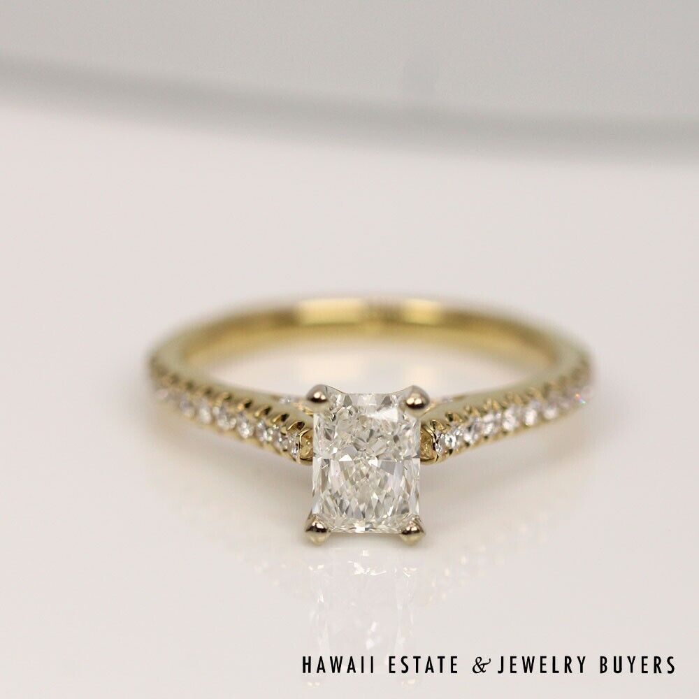 GIA 0.90CT Radiant Diamond 14K Yellow Gold Engagement Ring Size 6 - Image 5