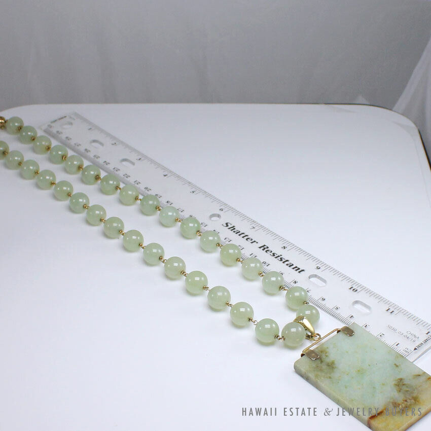 Ming's Hawaii Green Jade & 14K Yellow Gold Pendant Necklace 24 Inch - Image 9