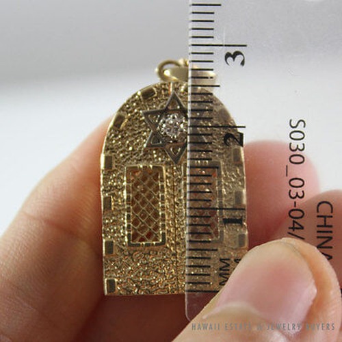 Diamond Star of David Opening Doors Moses Menorah 14K Gold Pendant Necklace - Image 9