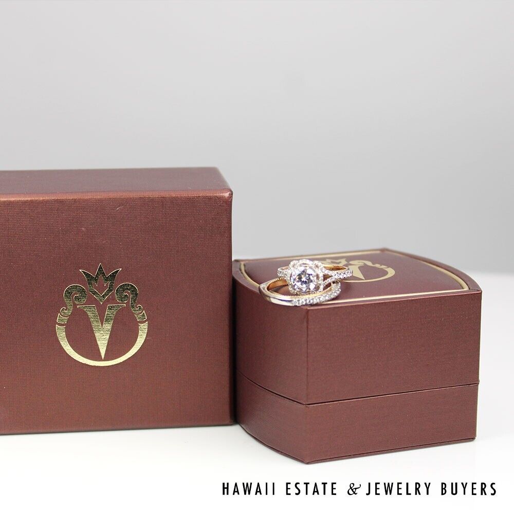Verragio 18K White Rose Gold Diamond Semi Mount Wedding Set Size 6.25 with Box - Image 10