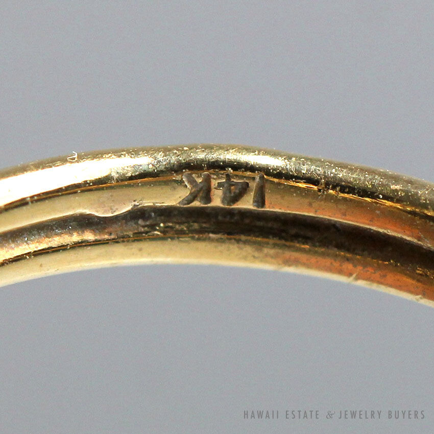 MING'S HAWAII BLACK CORAL 14K YELLOW GOLD EARRINGS & RING SIZE 5 - Image 9