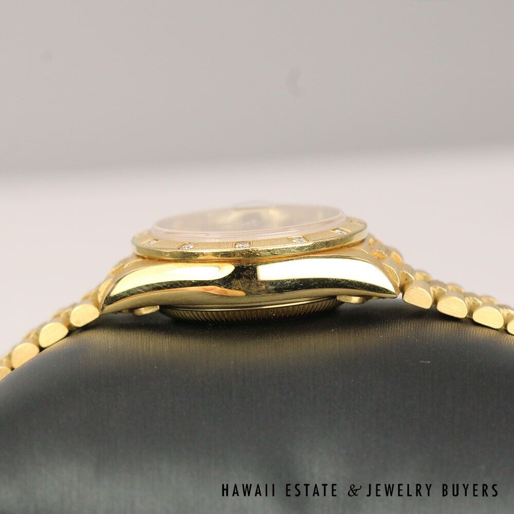 Rolex Lady-Datejust 26mm 18K Yellow Gold Diamond Bezel Watch Ref 69288 - Image 4