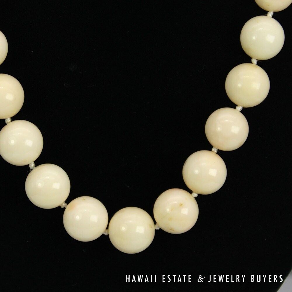 Angel Skin Coral Bead Necklace 22 Inch with 14K Yellow Gold Chinese Clasp - Image 3