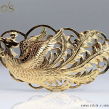 MING'S 9.8g 14KYG PHOENIX BROOCH MEASURES 62x33mm