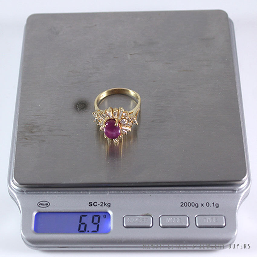 Natural Unheated Star Ruby & Diamond Ballerina Ring in 14K Yellow Gold Size 8.5 - Image 12