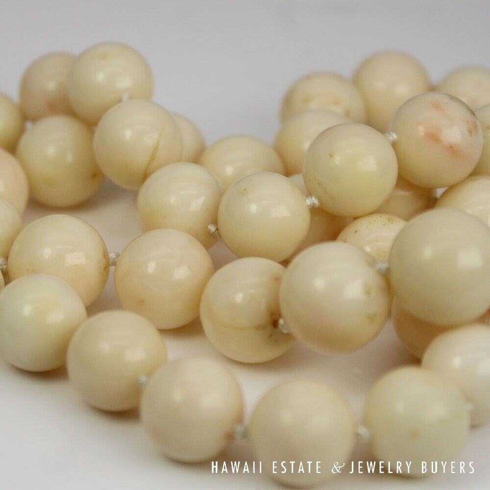 Angel Skin Coral Bead Necklace 22 Inch with 14K Yellow Gold Chinese Clasp - Image 8