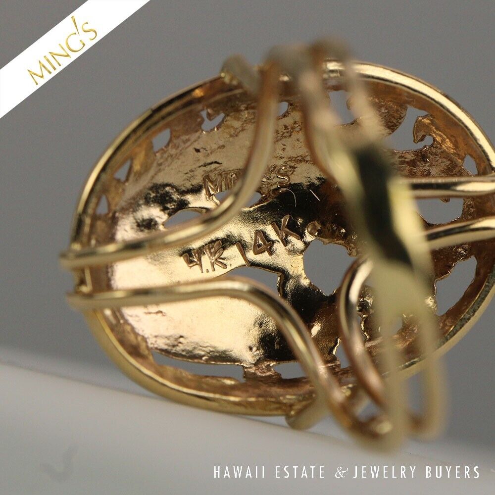 MING'S 3.4g OVAL PHOENIX 14K YELLOW GOLD RING SIZE 7 - Image 4