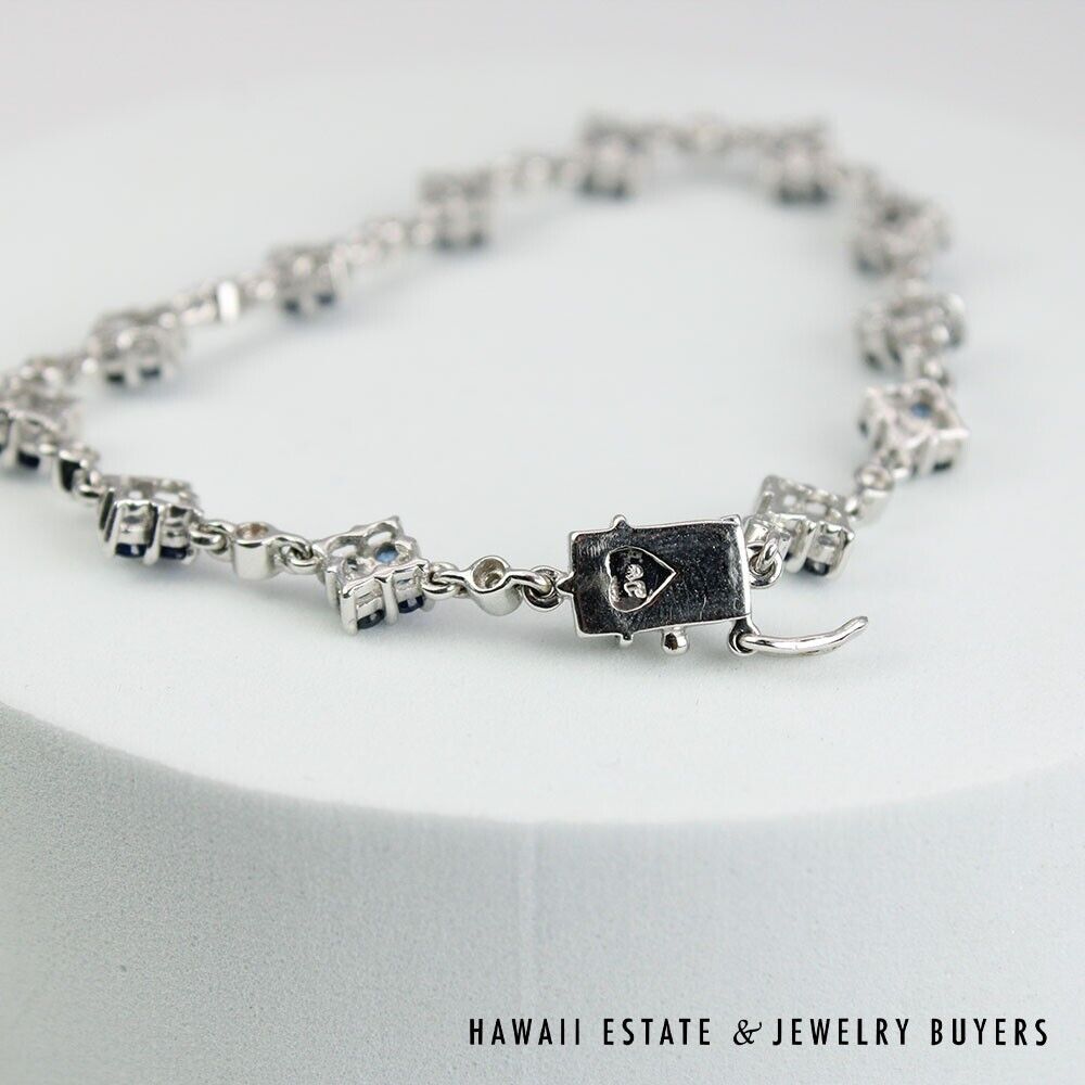 2.50ctw Sapphire 0.33ctw Diamond SI/GH 18K White Gold Bracelet Size 7.25 - Image 4