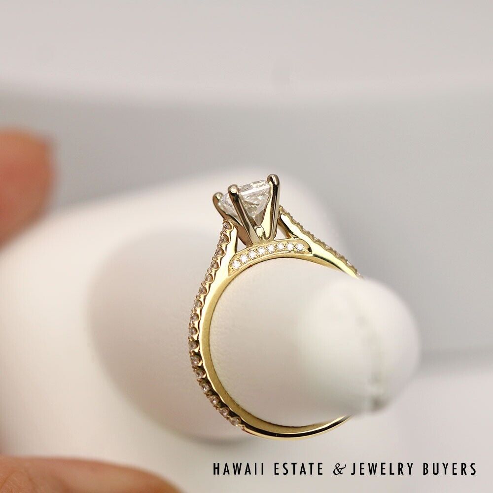 GIA 0.90CT Radiant Diamond 14K Yellow Gold Engagement Ring Size 6 - Image 4