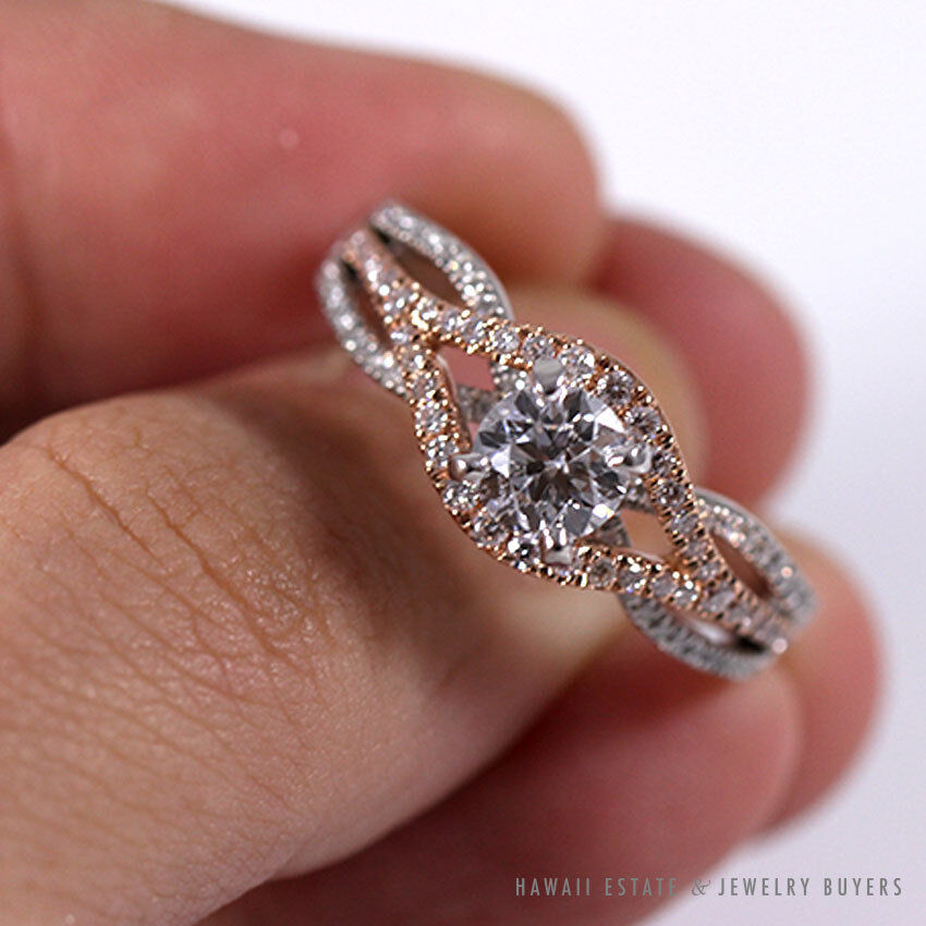 Scott Kay Two-Tone White & Rose Gold 14K & 18K Diamond Engagement Ring Size 8.5 - Image 5