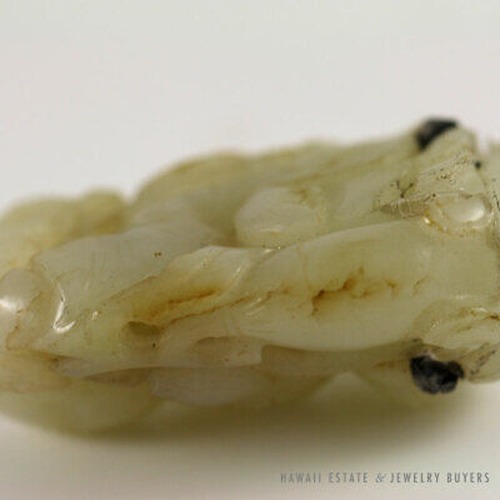 Chinese Carved Pale Mutton Fat Jade Seated Male Figure Statue Carving - Image 6