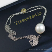 TIFFANY & CO. 15MM SOUTH SEA CULTURED PEARL PLATINUM ELSA PERETTI PENDANT & NECKLACE 32" WITH FOLIO, BOX & PAPER
