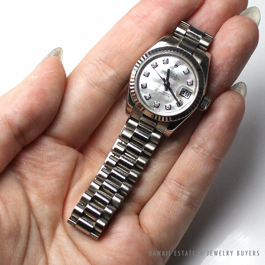 ROLEX DATEJUST REF 179179 DIAMOND MARKERS 18KW MOP AUTOMATIC JUBILEE BRACELET - Image 7