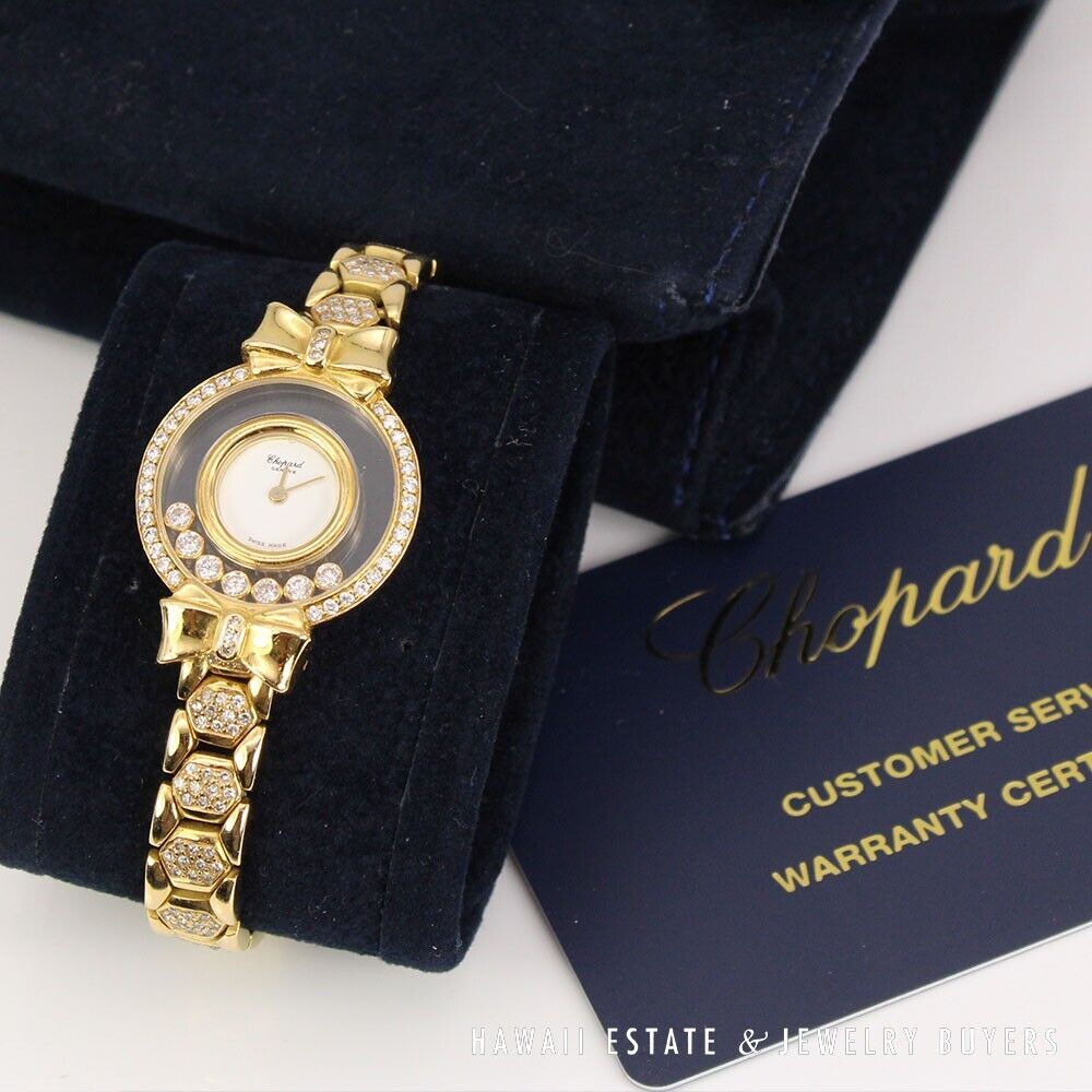 Chopard Happy Diamonds 18K Yellow Gold Ribbon Watch Ref 205336