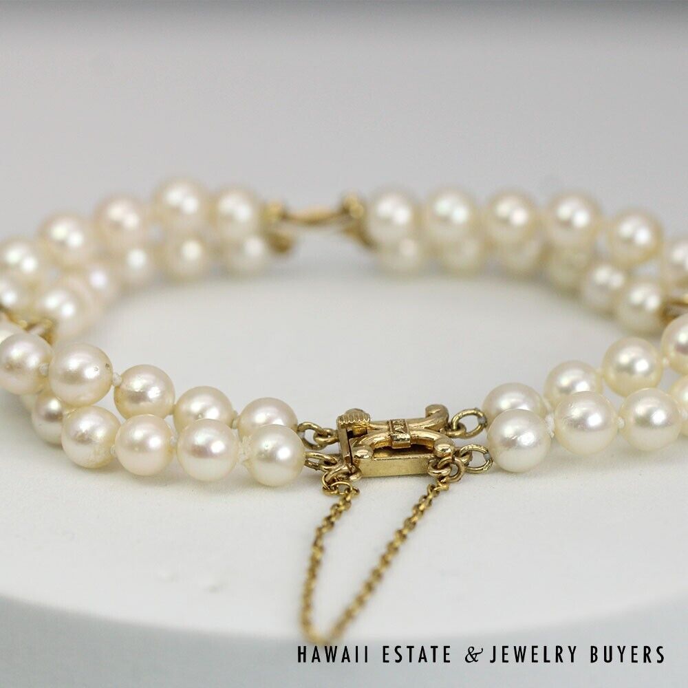Mikimoto White Cultured Pearl Double Strand Bracelet Size 6.5 - Image 8