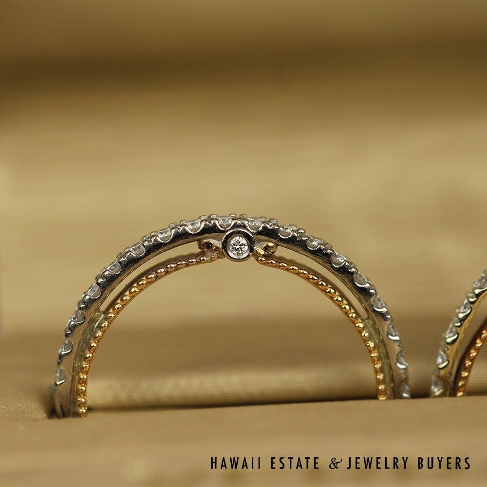 Verragio 18K White Rose Gold Diamond Semi Mount Wedding Set Size 6.25 with Box - Image 2