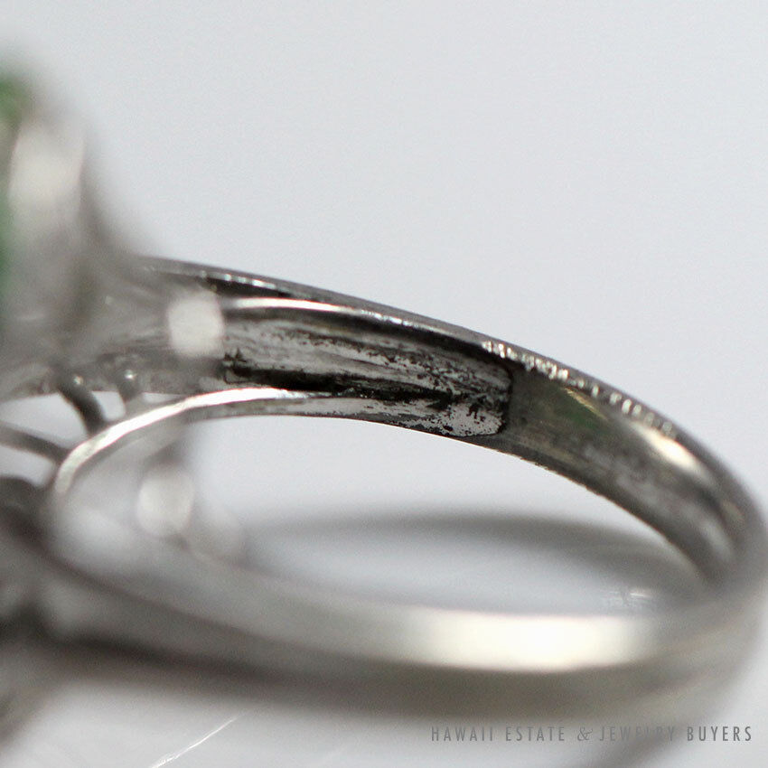 GIA Certified Imperial Green Grade Type A Jadeite Jade 14K White Gold Ring Size 5.25 - Image 8