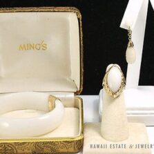 Ming's White Jade14K Yellow Gold Set
