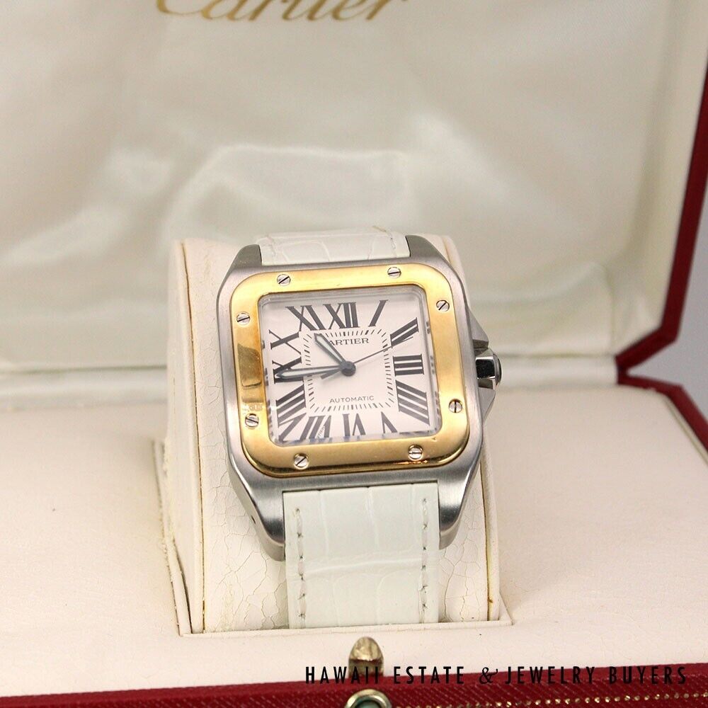 Cartier Santos XL Two Toned Automatic Leather Strap Watch w/ Box & Papers - Image 8