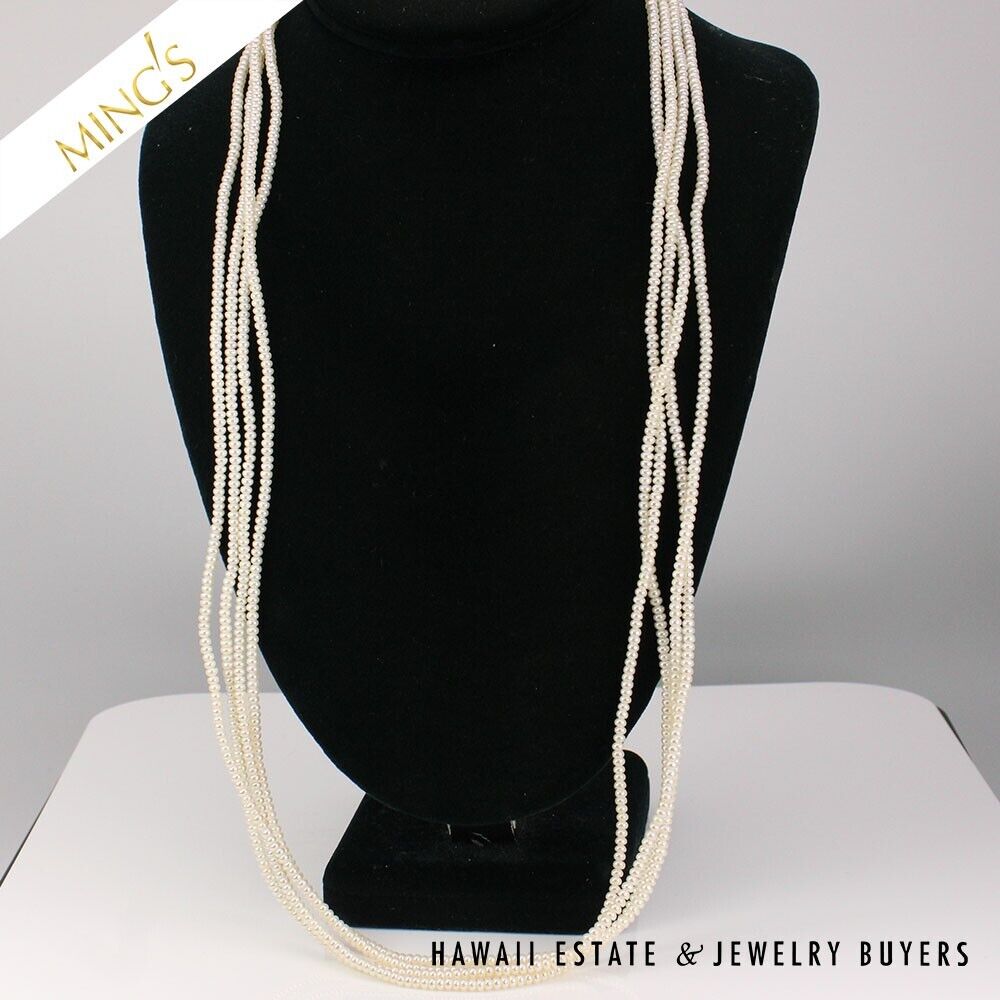 Ming's 4-Strand Freshwater Keishi Pearl 14K White Gold Necklace, 30" - Image 3