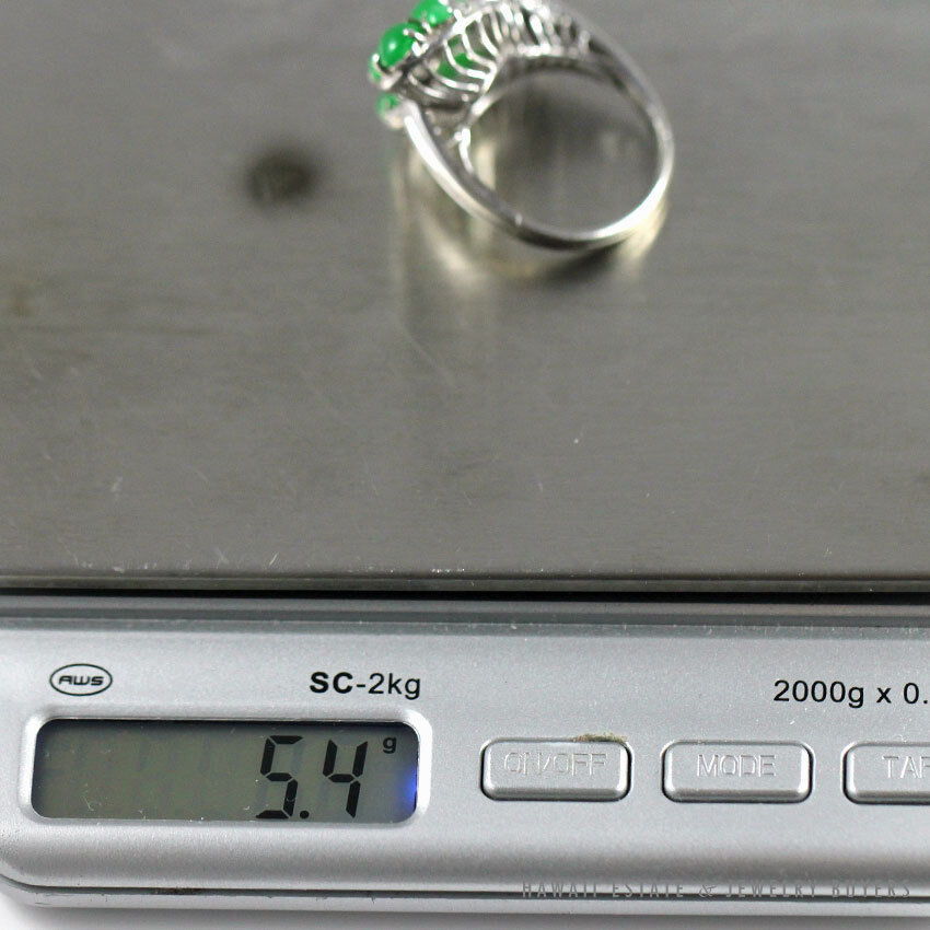 GIA Certified Imperial Green Grade Type A Jadeite Jade 14K White Gold Ring Size 5.25 - Image 10
