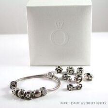 Pandora Sterling Silver Charm Bracelet with 13 Cubic Zirconia Charms with Box