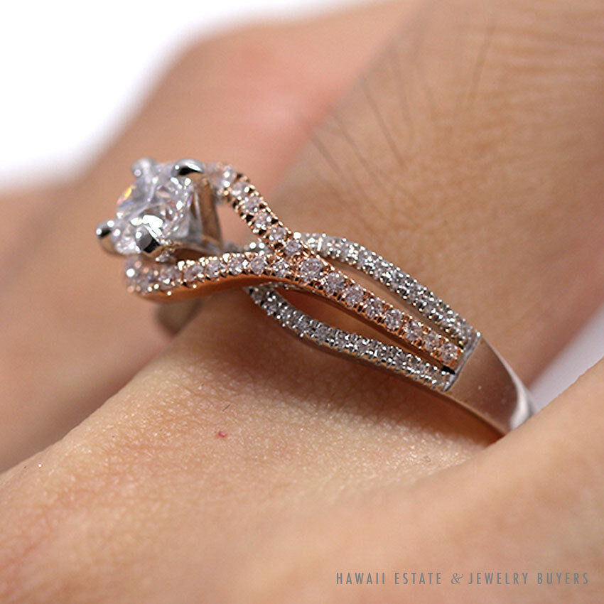 Scott Kay Two-Tone White & Rose Gold 14K & 18K Diamond Engagement Ring Size 8.5 - Image 6
