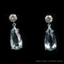 Aquamarine & Diamond 14K White Gold Teardrop Dangle Earrings