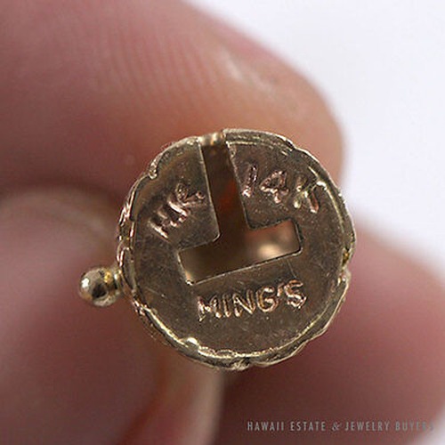 RARE MING'S HAWAII 2PC 14K YELLOW GOLD OVAL AND BALL NECKLACE W/ RECEIPT - Image 8
