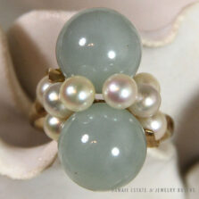 Ming's Hawaii Twin Jade Ball Pearl Ring
