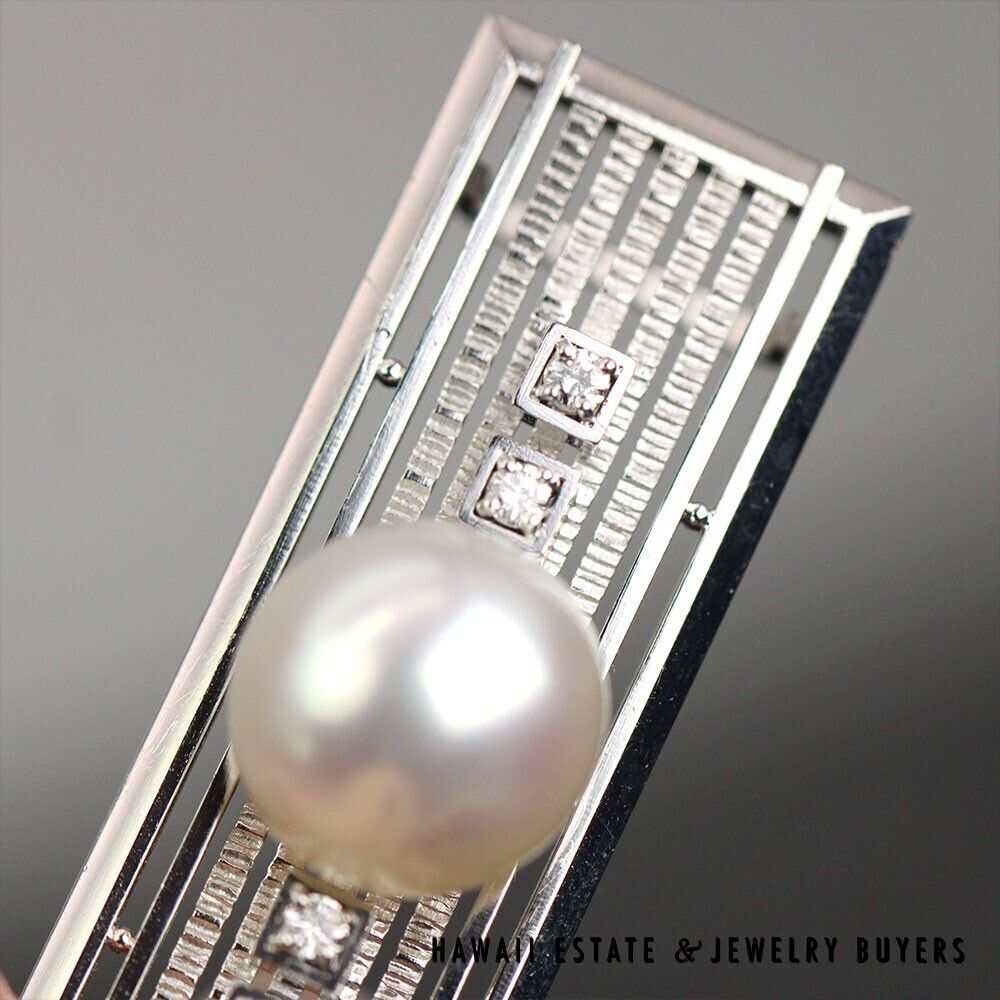 Japanese South Sea Pearl & Diamond Platinum Openwork Kimono Obidome - Image 4
