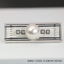 Japanese South Sea Pearl & Diamond Platinum Openwork Kimono Obidome
