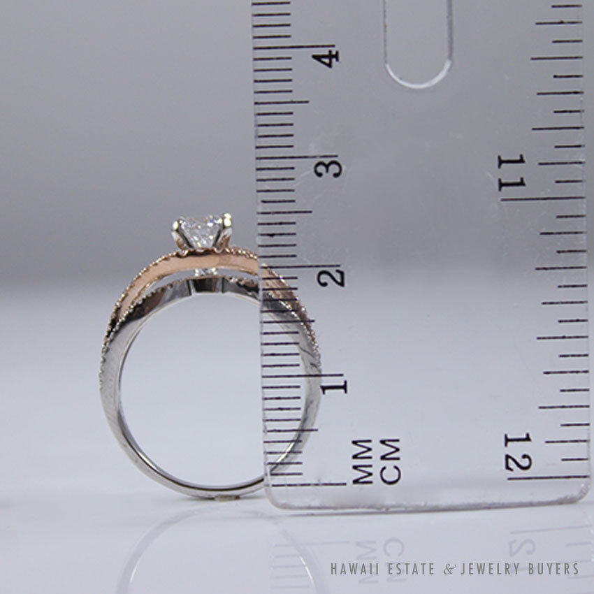 Scott Kay Two-Tone White & Rose Gold 14K & 18K Diamond Engagement Ring Size 8.5 - Image 9