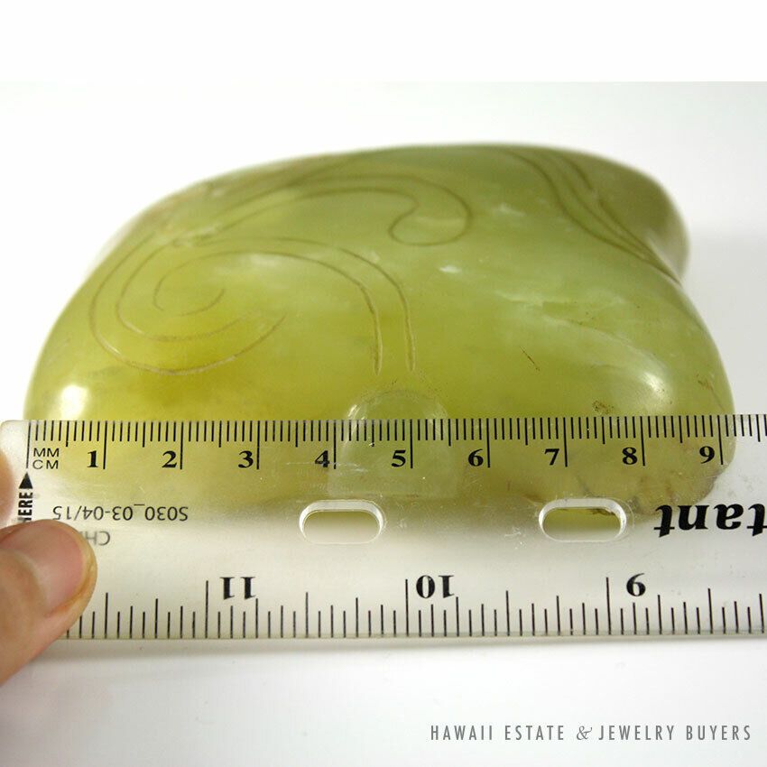 Chinese Carved Green Jade Leaf-Form Brush Washer Bowl - Image 9