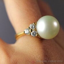 South Sea Cultured Pearl Diamond 18K Yellow Gold Ring Size 6.25 with Appraisal