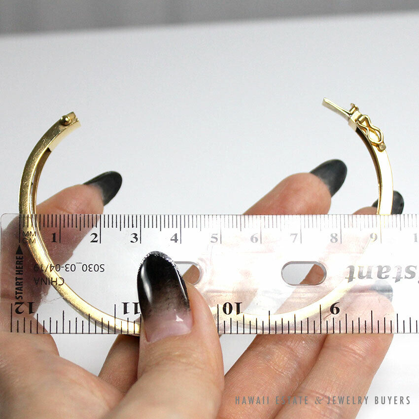 Natural Sapphire & Diamond 14K Yellow Gold & Platinum Hinged Bangle - Image 10