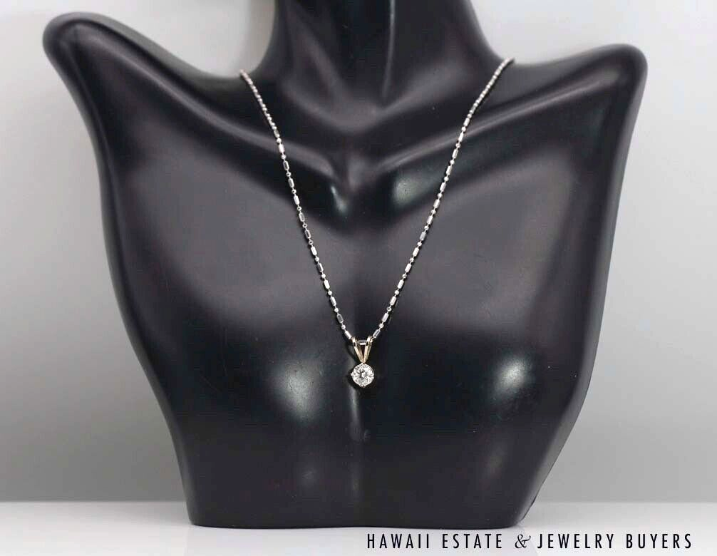 4.2g 14KWG 0.72ct I1/HI DIAMOND PENDANT ON 16" 1.3mm BEAD & BAR CHAIN - Image 2