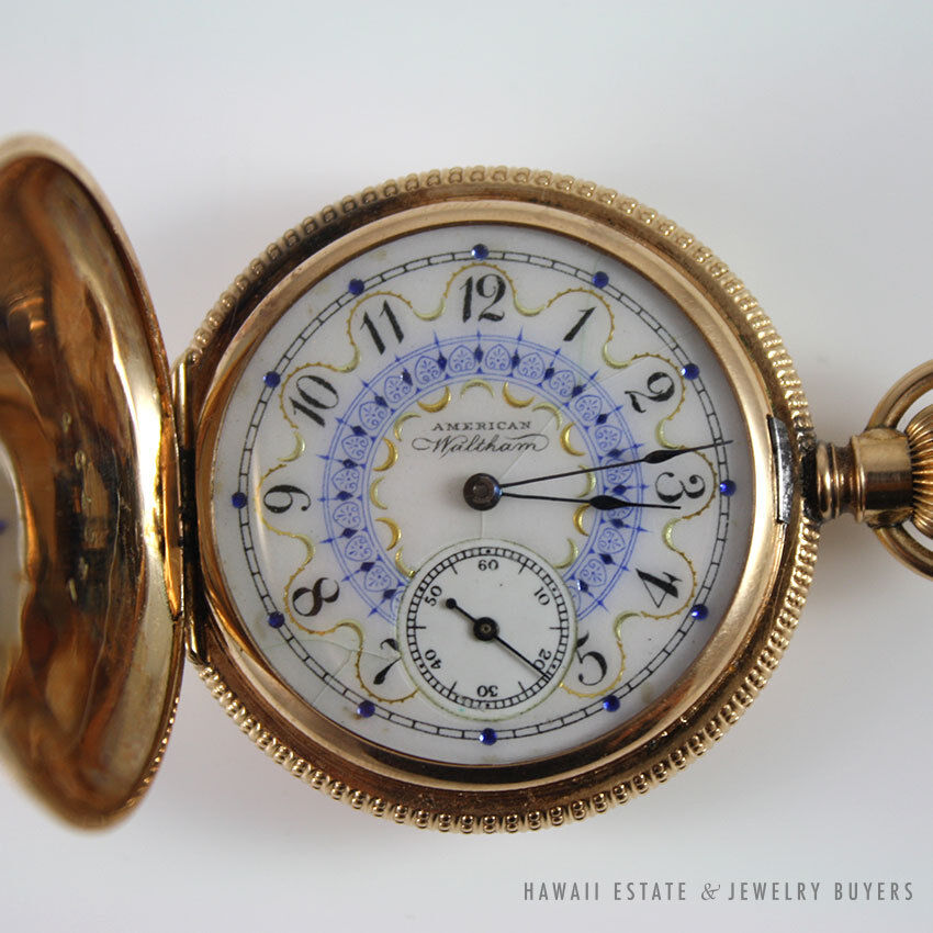 Antique 1898 American Waltham 14K Gold Hunter Case 41.5mm Pocket