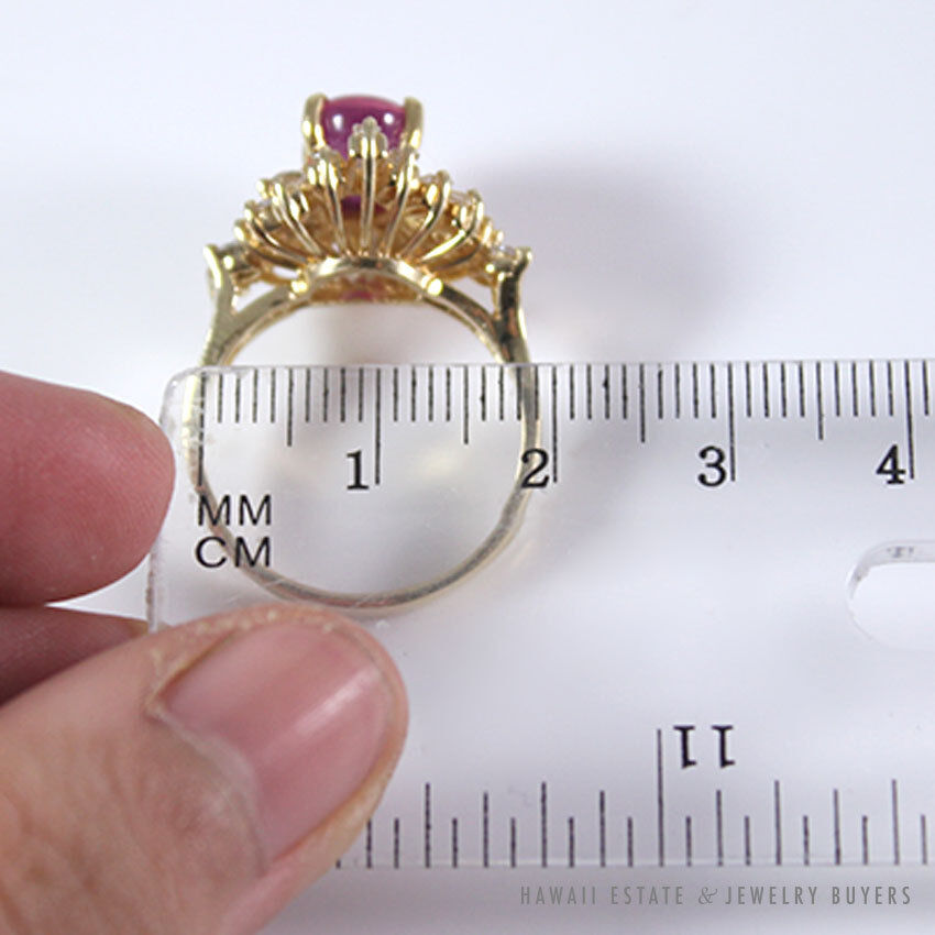 Natural Unheated Star Ruby & Diamond Ballerina Ring in 14K Yellow Gold Size 8.5 - Image 11