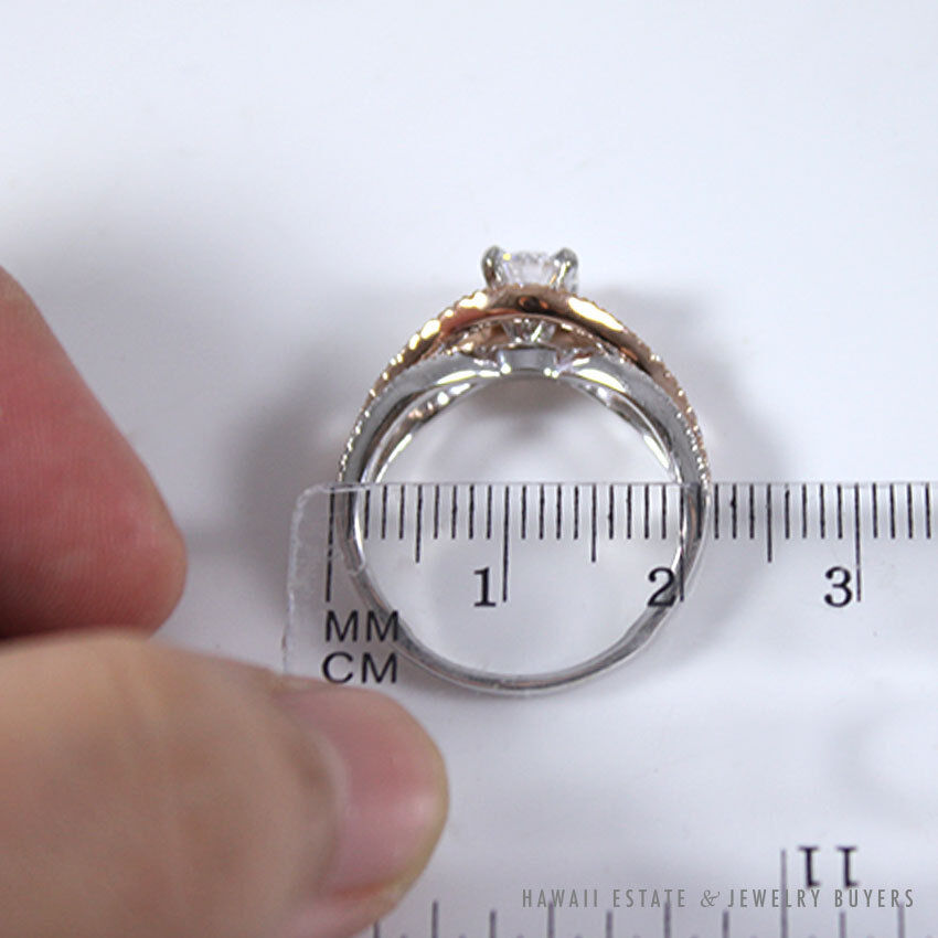 Scott Kay Two-Tone White & Rose Gold 14K & 18K Diamond Engagement Ring Size 8.5 - Image 10