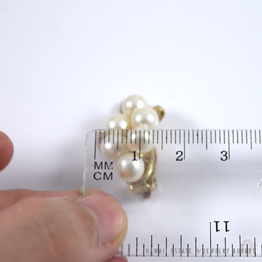 Ming's Hawaii Pearl Cluster 14K Yellow Gold Brooch & Clip Earrings Set - Image 9