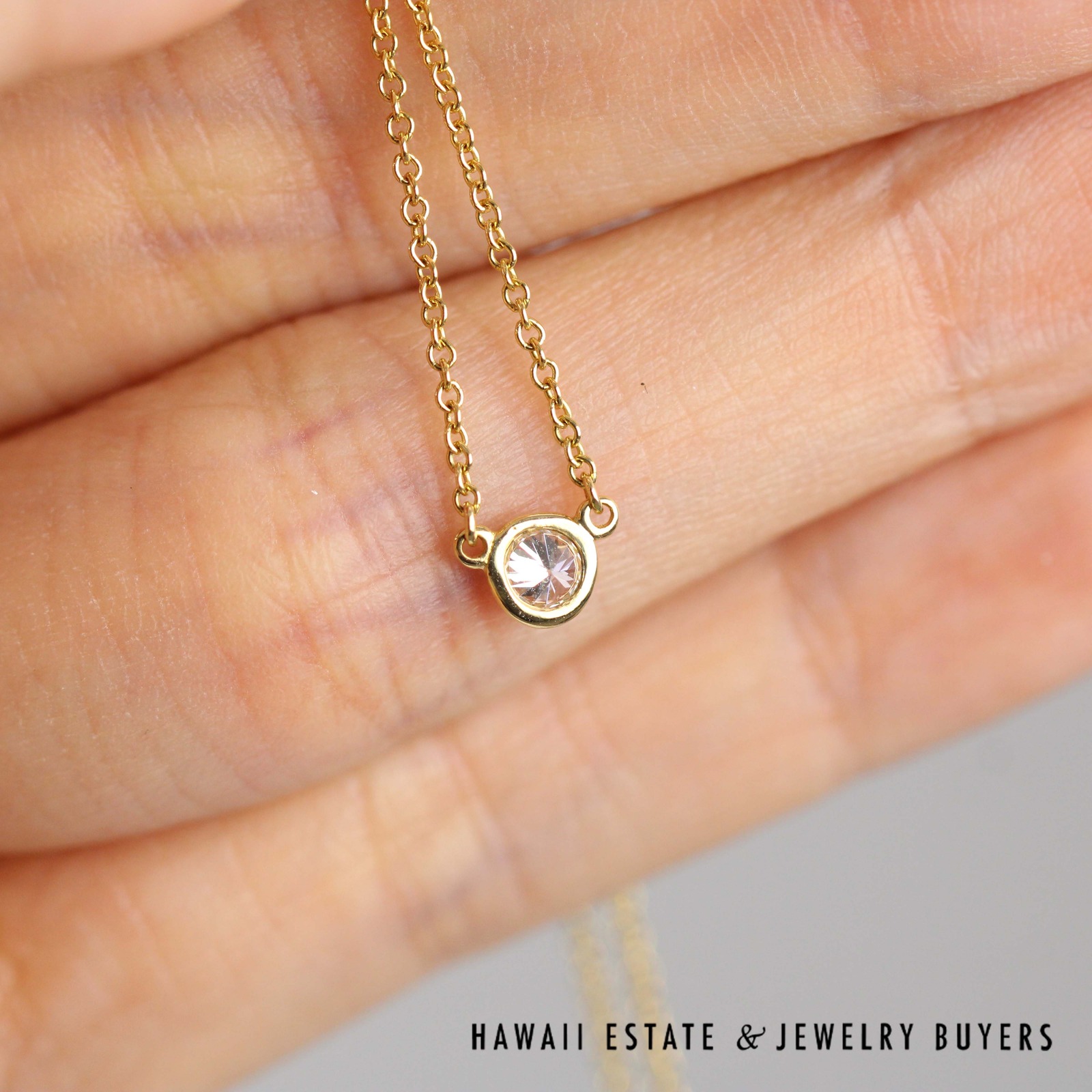 Tiffany & Co 0.15ct VS/GH Diamond Peretti Diamonds by the Yard 18k Yellow Gold Necklace with 16" Rolo Chain, 2g - Image 5