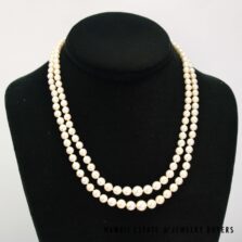 Knotted Graduated Double Strand 4.4-7.8mm Cultured Pearls 17/18 Inch w/Silver Clasp