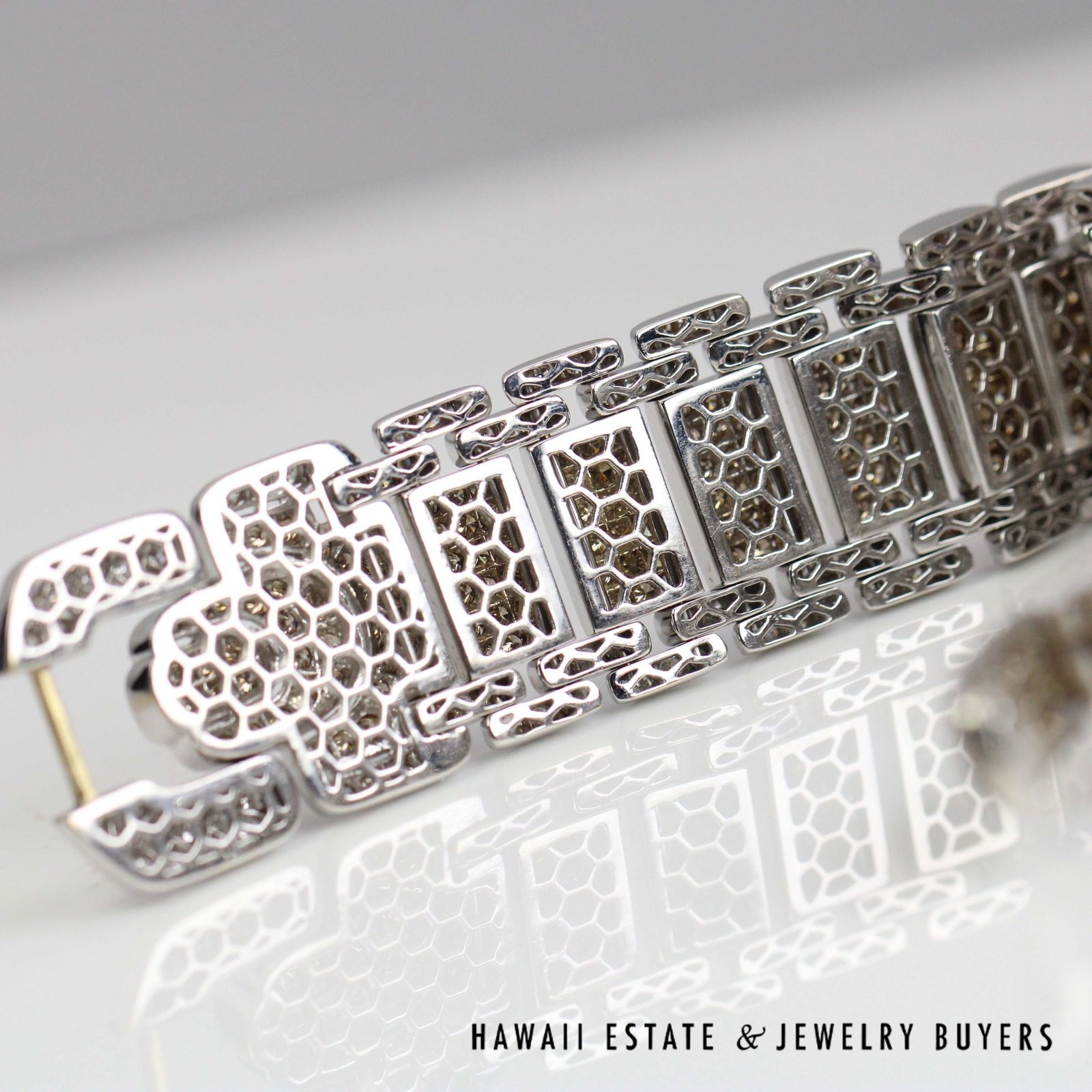 15.50ctw Chocolate and White Diamond 18K Yellow Gold link Bracelet Size 6.5 - 22mm Width - Image 10