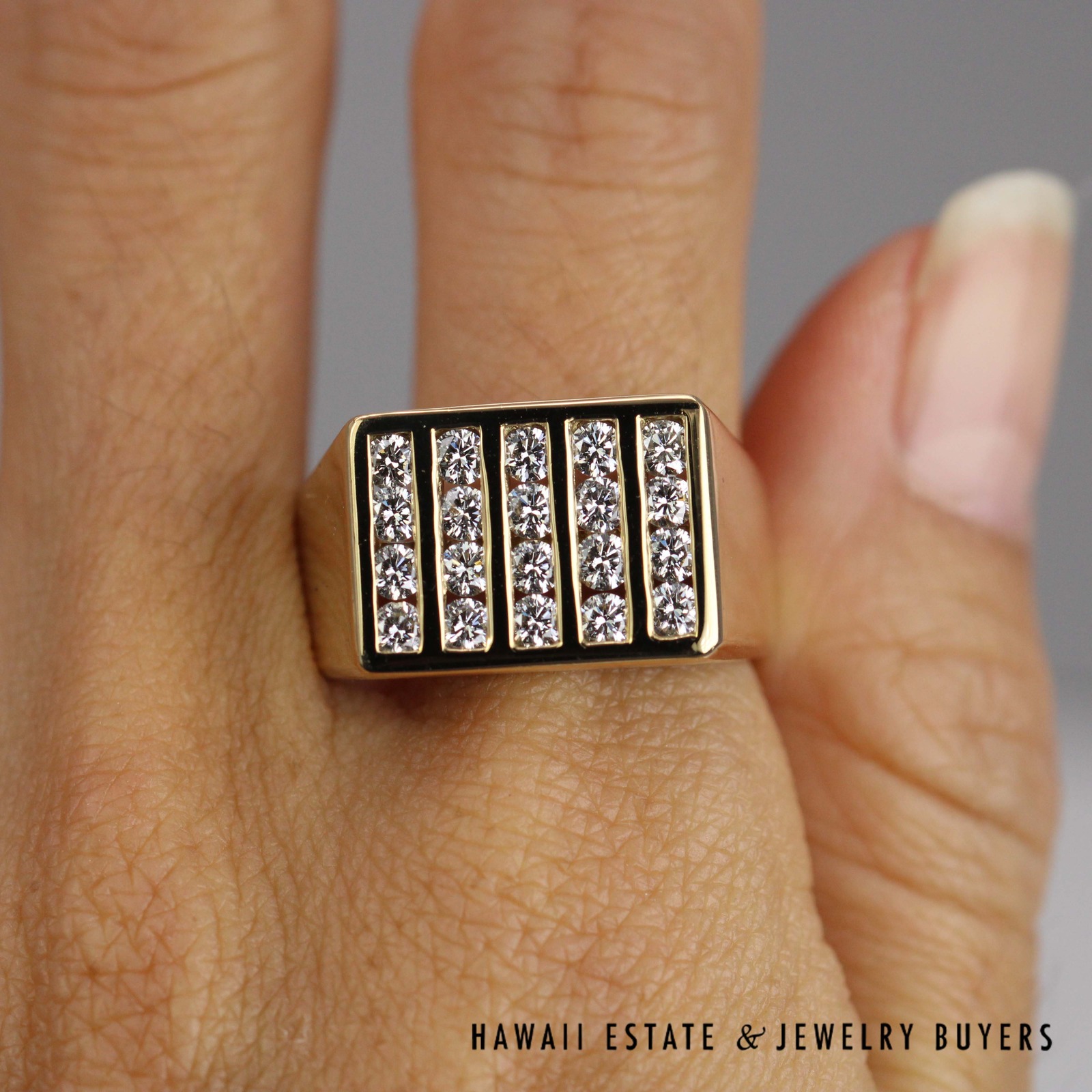1ctw VVS/FG Diamond Channel Set Gents Ring 18k Yellow Gold Size 9.5, 16.9g - Image 2