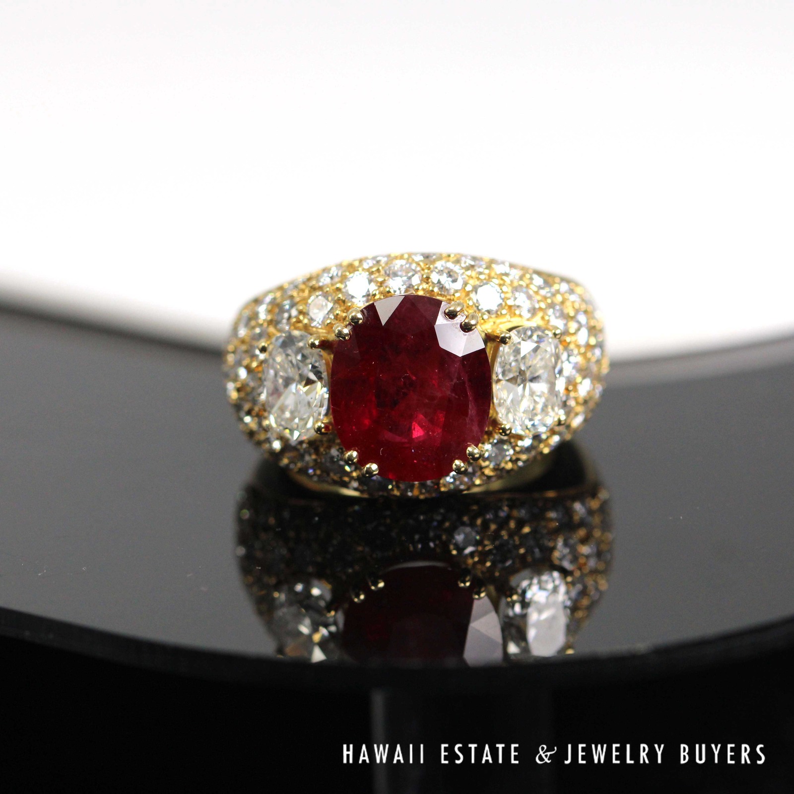 GIA 5.744ct Ruby 6ctw Diamond 18K Yellow Gold Gents Ring Sz 7.5 w/ Appraisal - Image 11