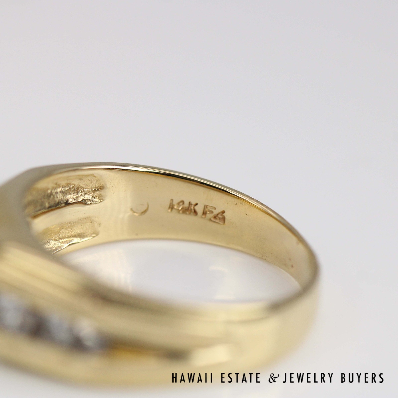 Fluted Diamond 14K Yellow Gold Gents Band Ring Size 10.5 - Image 6