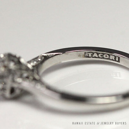 GIA 0.57 Round Brilliant Tacori Dantela 18K White Gold Engagement Ring - E VVS1 - Image 3