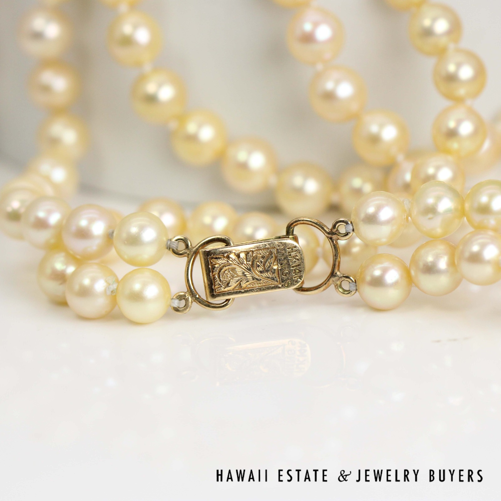 Ming's 6.5-7mm Cultured Pearl Double Strand 14k Yellow Gold Clasp Necklace 30" and 31" - Image 8